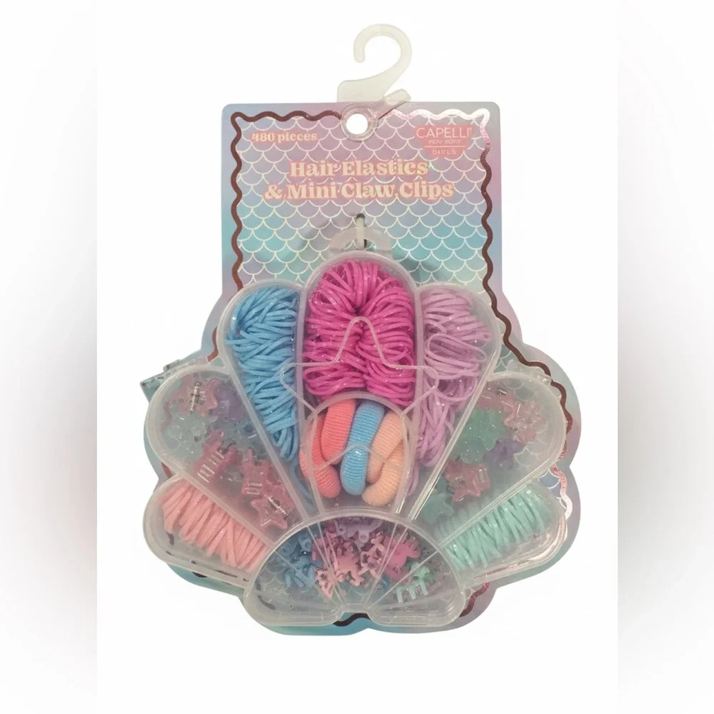 Colorful Hair Elastics & Claw Clips Set